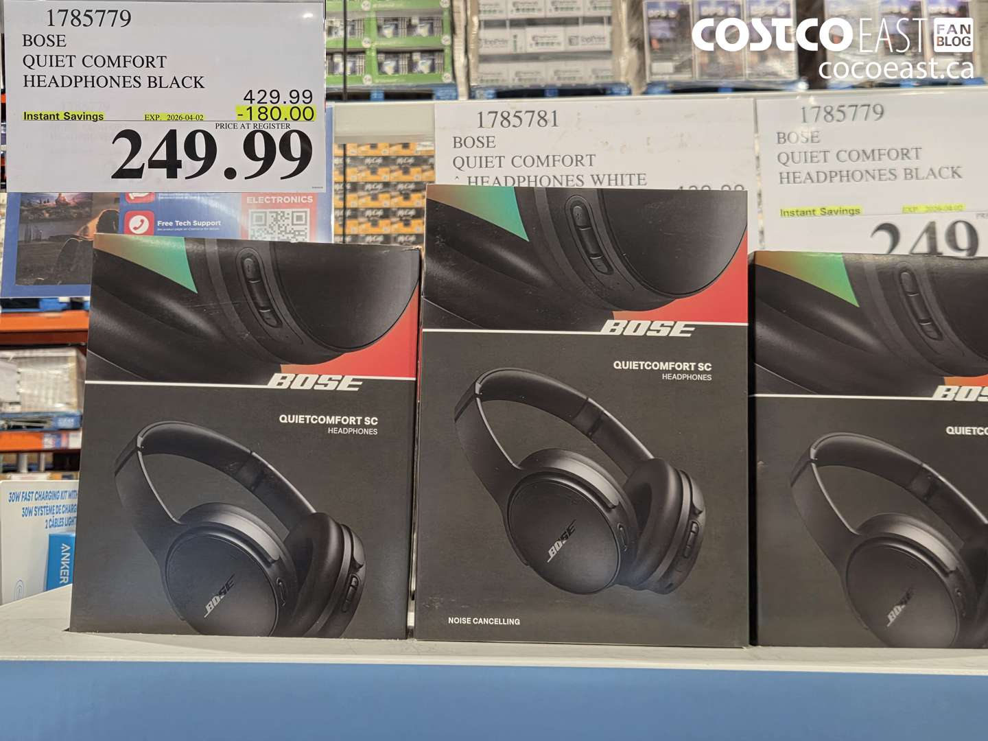 1785779 BOSE QUIET COMFORT HEADPHONES BLACK ($180.00 INSTANT SAVINGS EXPIRES ON 2026-04-02) $249.99