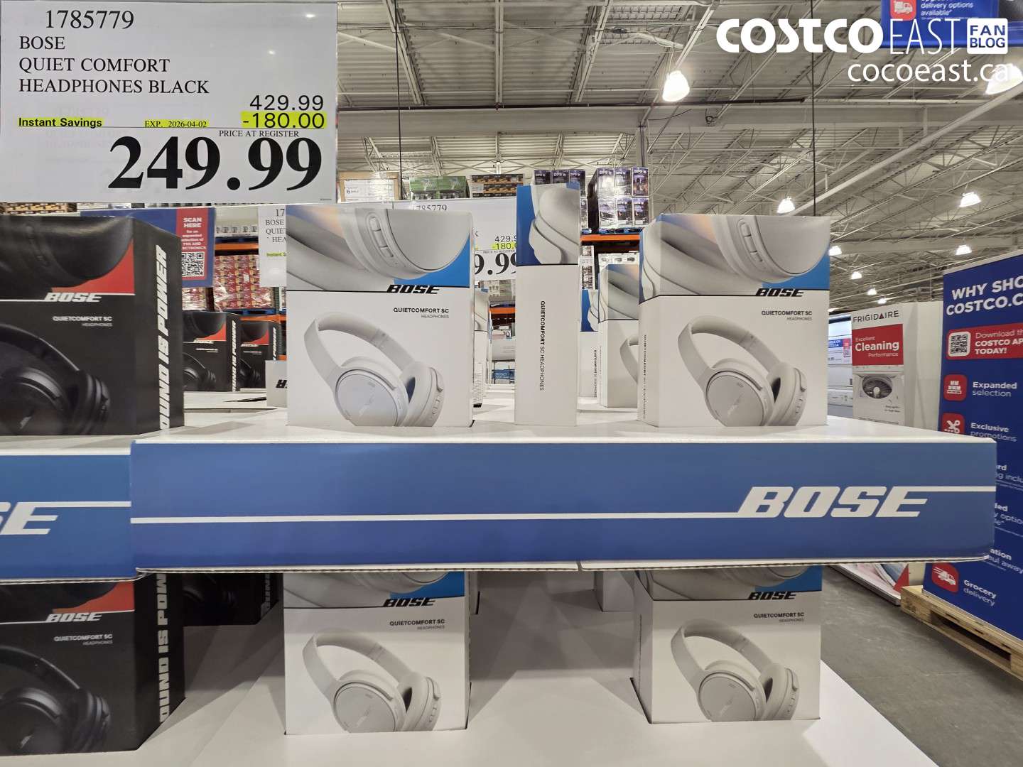 1785779 BOSE QUIET COMFORT HEADPHONES BLACK ($180.00 INSTANT SAVINGS EXPIRES ON 2026-04-02) $249.99