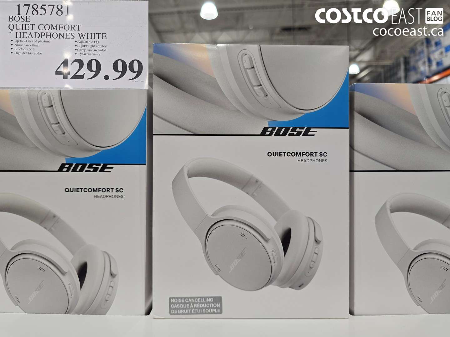 1785781 BOSE QUIET COMFORT HEADPHONES WHITE $429.99