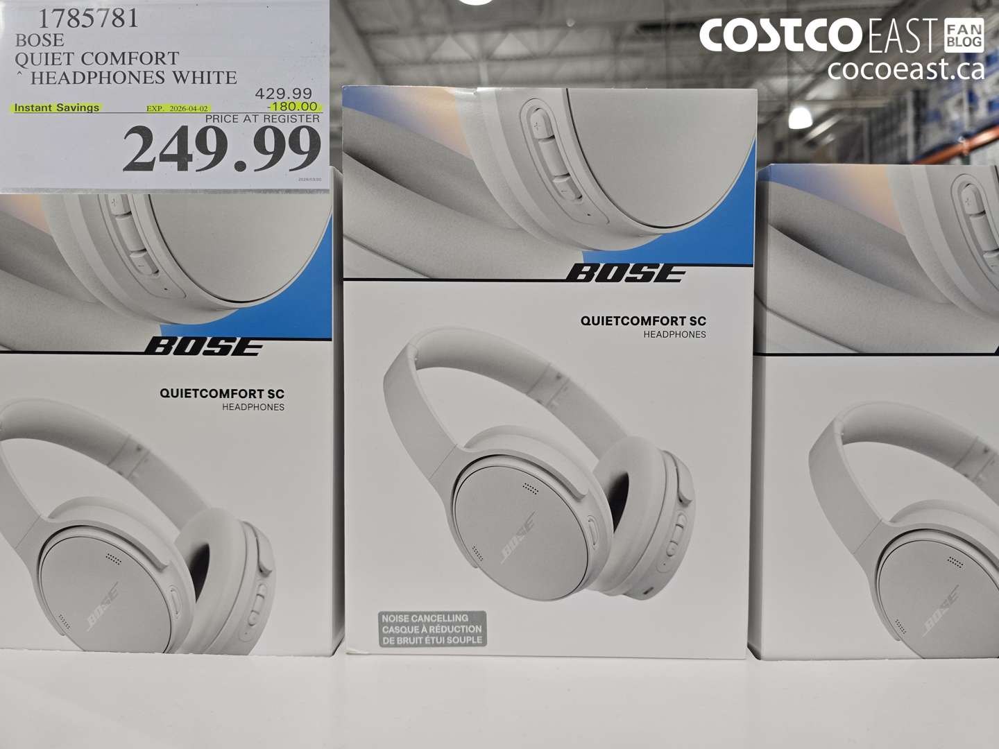 1785781 BOSE QUIET COMFORT HEADPHONES WHITE ($180.00 INSTANT SAVINGS EXPIRES ON 2026-04-02) $249.99