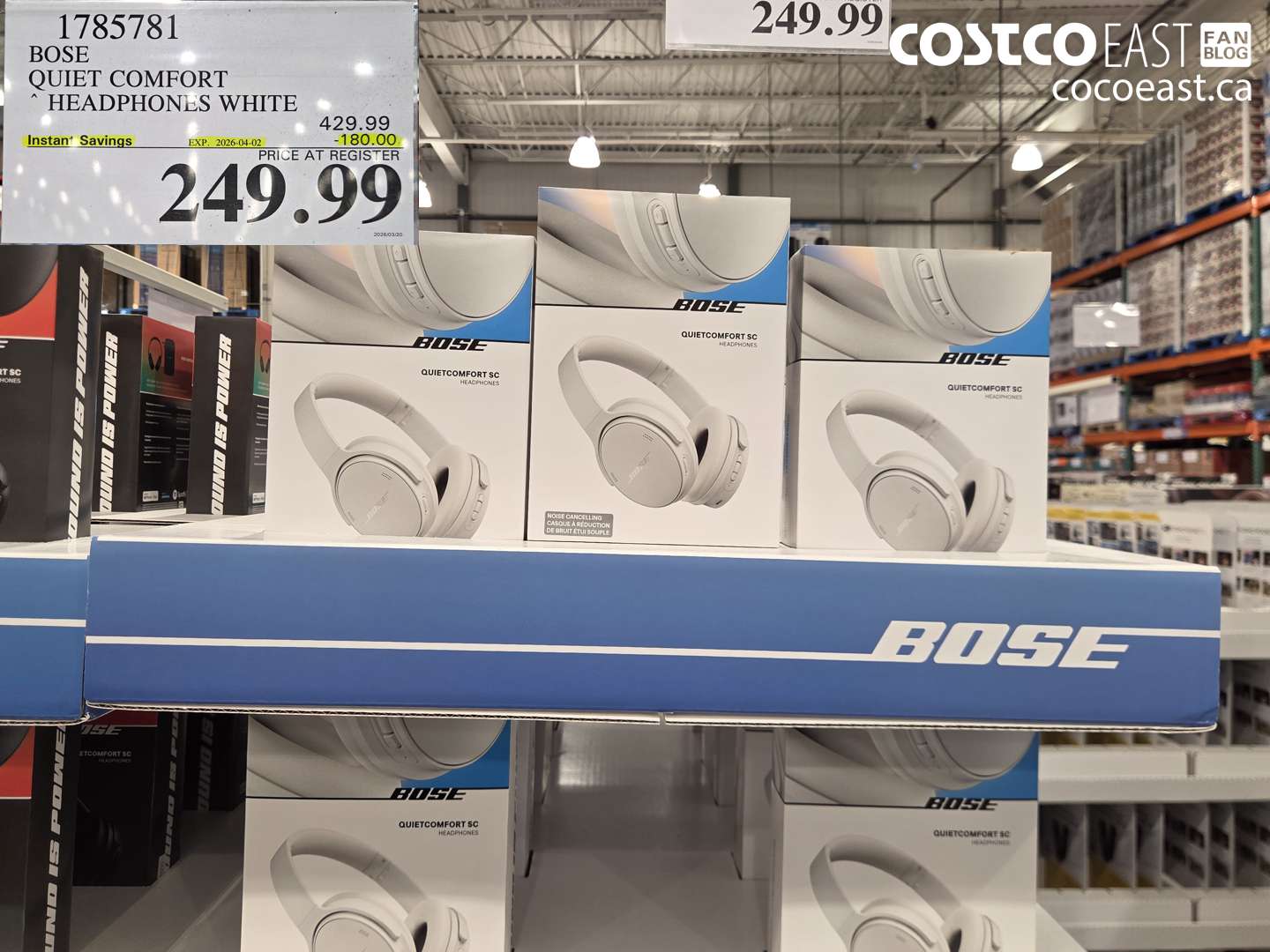 17855781 BOSE QUIET COMFORT HEADPHONES WHITE ($180.00 INSTANT SAVINGS EXPIRES ON 2026-04-02) $249.99