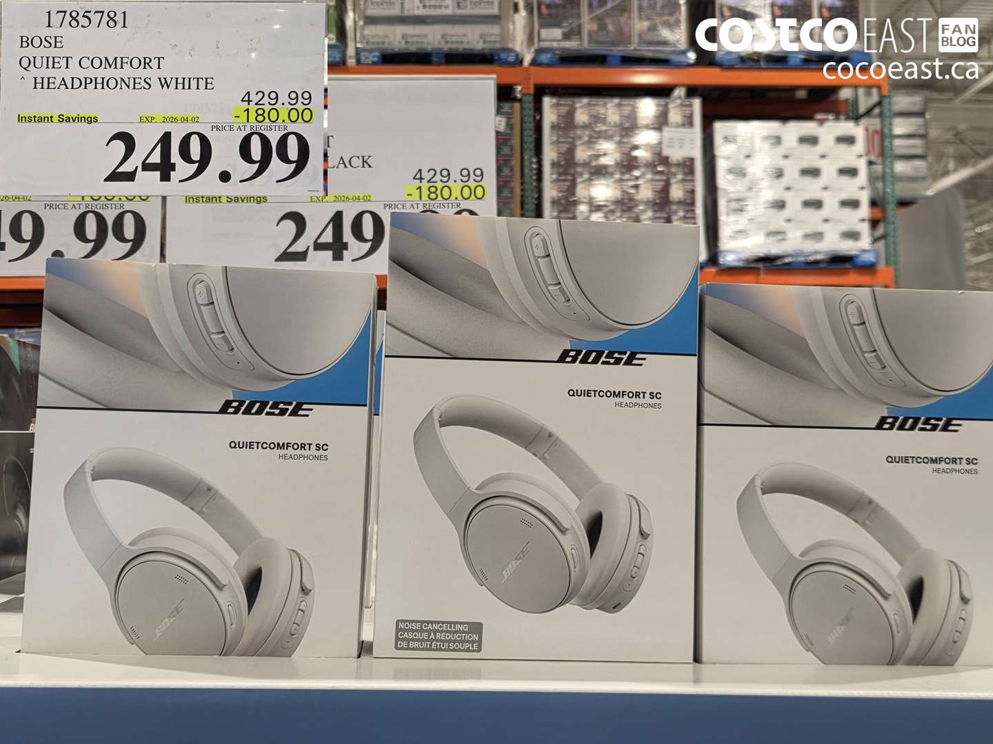 1785781 BOSE QUIET COMFORT HEADPHONES WHITE ($180.00 INSTANT SAVINGS EXPIRES ON 2026-04-02) $249.99