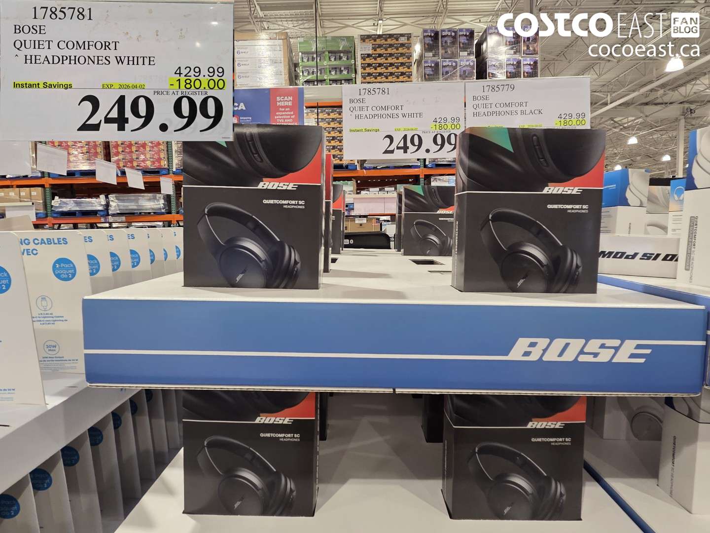 1785781 BOSE QUIET COMFORT HEADPHONES WHITE ($180.00 INSTANT SAVINGS EXPIRES ON 2026-04-02) $249.99