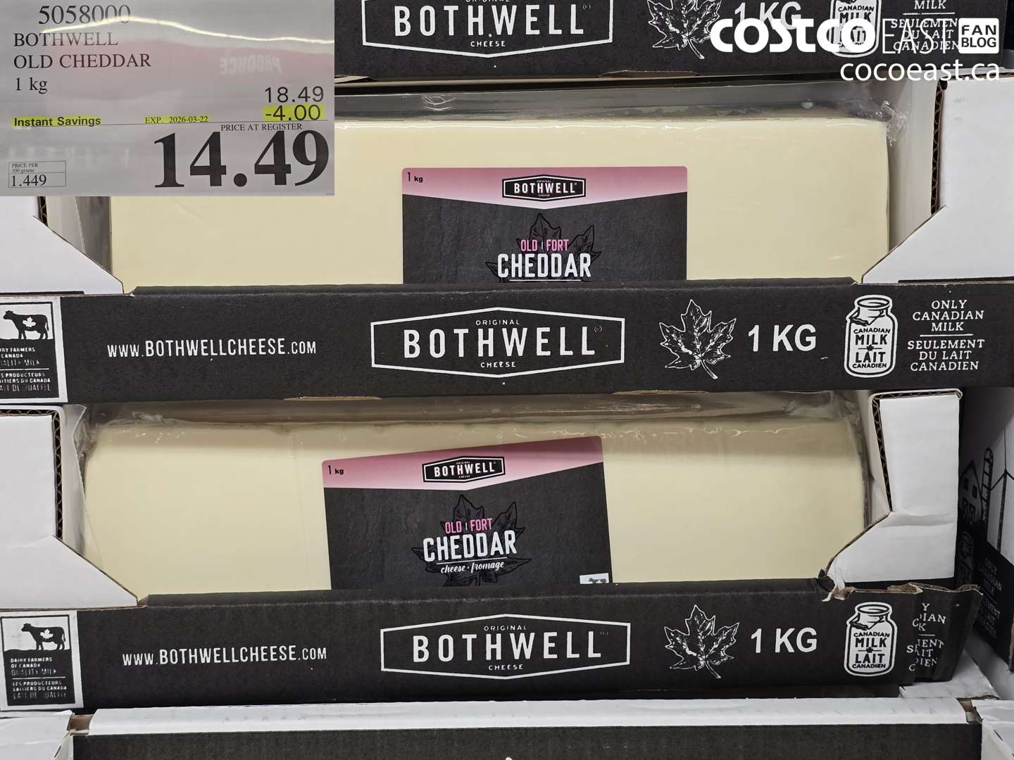 5058000 BOTHWELL OLD CHEDDAR 1 KG ($4.00 INSTANT SAVINGS EXPIRES ON 2026-03-22) $14.49