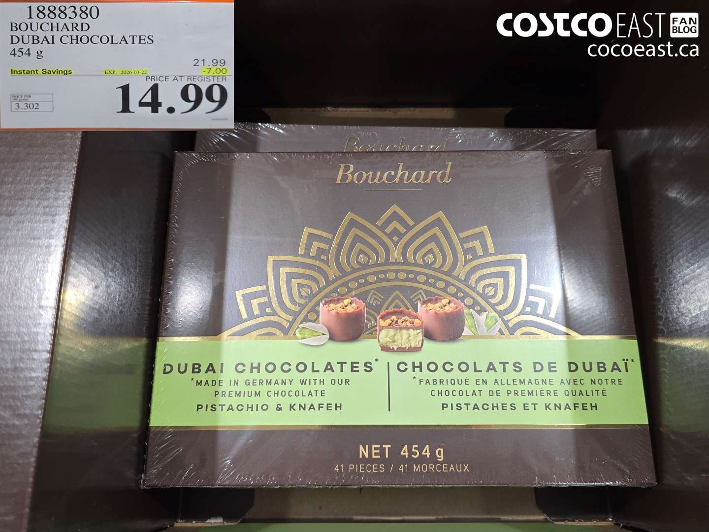 1888380 BOUCHARD DUBAI CHOCOLATES 454 G ($7.00 INSTANT SAVINGS EXPIRES ON 2026-03-22) $14.99