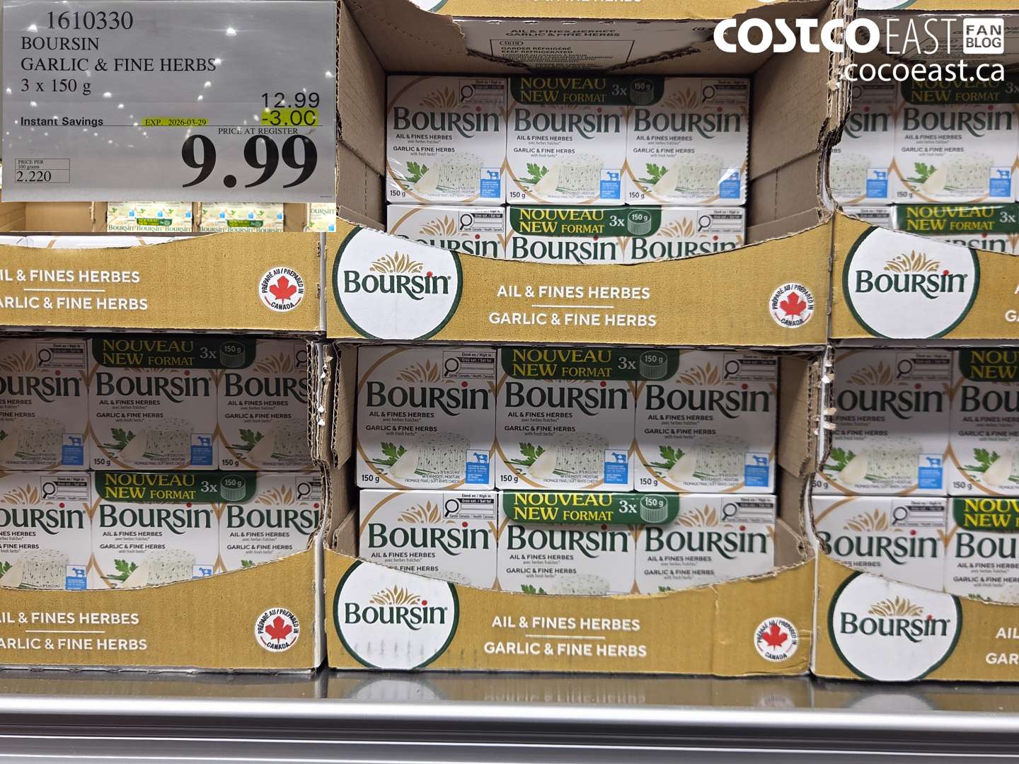 1610330 BOURSIN GARLIC & FINE HERBS 3 X 150 G ($3.00 INSTANT SAVINGS EXPIRES ON 2026-03-29) $9.99