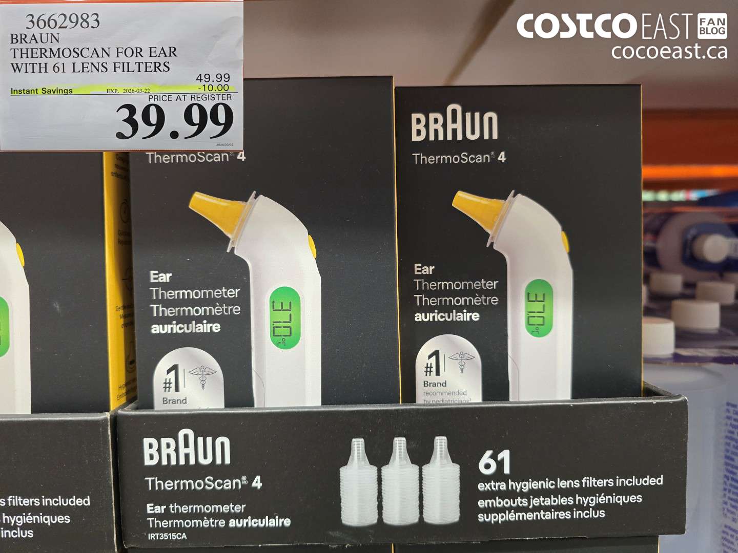 3662983 BRAUN THERMOSCAN FOR EAR WITH 61 LENS FILTERS ($10.00 INSTANT SAVINGS EXPIRES ON 2026-03-22) $39.99