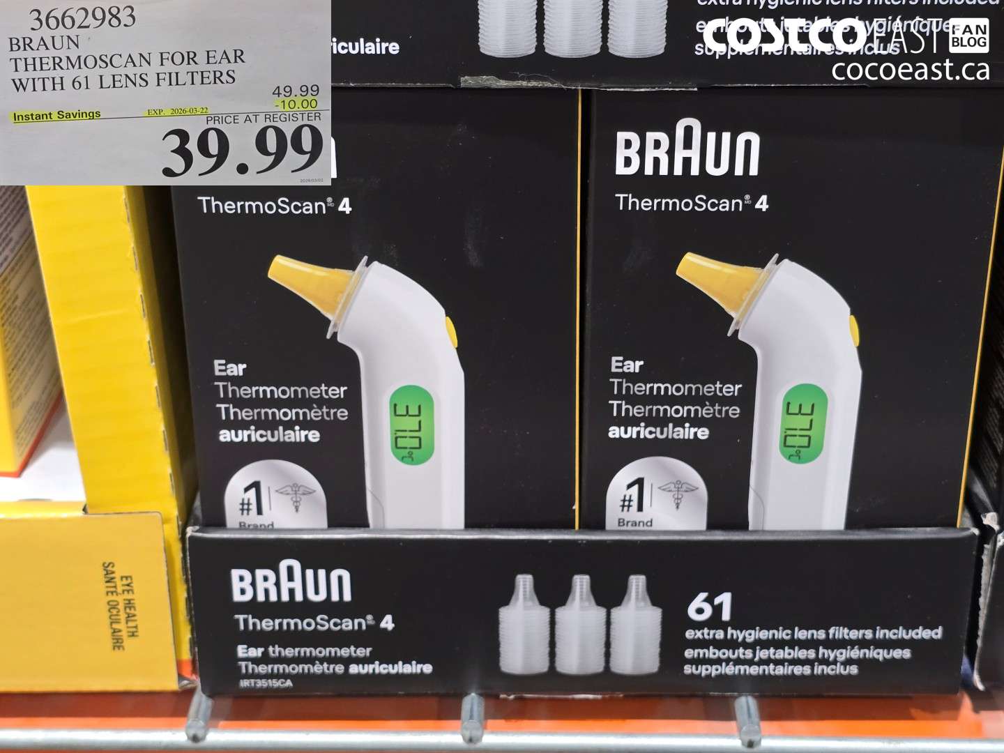 36662983 BRAUN THERMOSCAN FOR EAR WITH 61 LENS FILTERS ($10.00 INSTANT SAVINGS EXPIRES ON 2026-03-22) $39.99