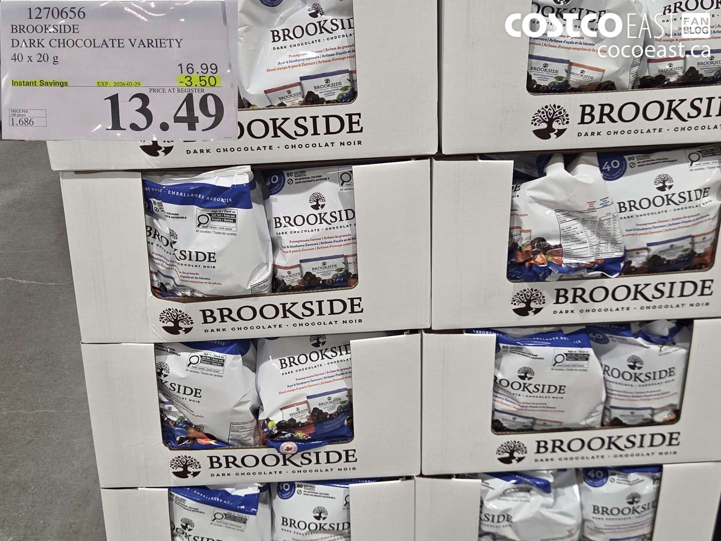 1270656 BROOKSIDE DARK CHOCOLATE VARIETY 40 X 20 G ($3.50 INSTANT SAVINGS EXPIRES ON 2026-03-29) $13.49