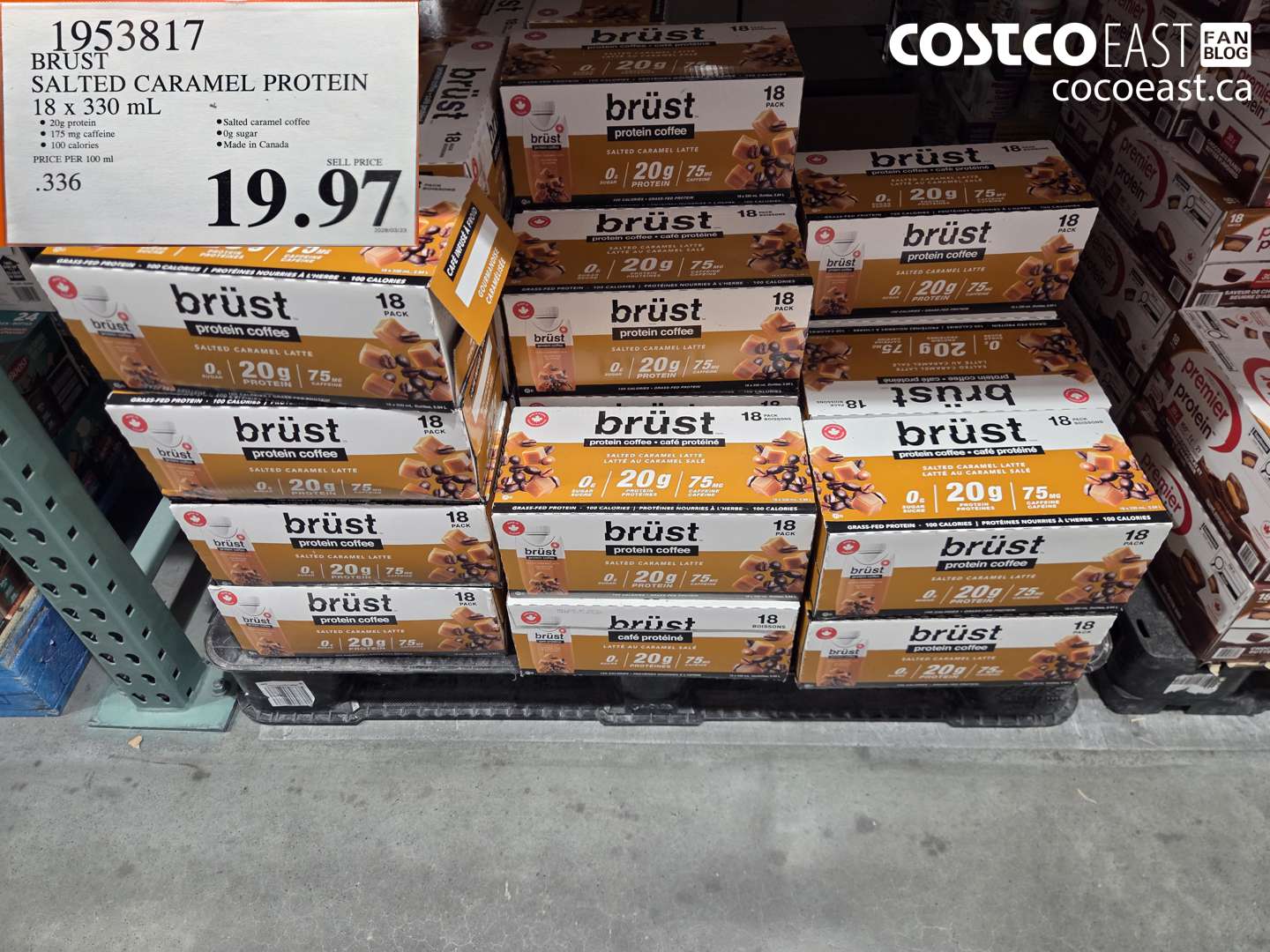 1953817 BRUST SALTED CARAMEL PROTEIN 18 X 330 ML $19.97