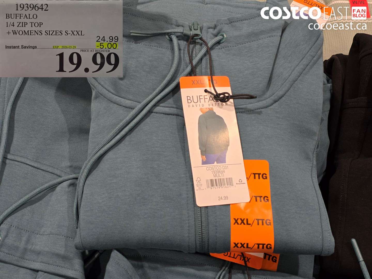 1939642 BUFFALO 1/4 ZIP TOP +WOMENS SIZES S-XXL ($5.00 INSTANT SAVINGS EXPIRES ON 2026-03-29) $19.99