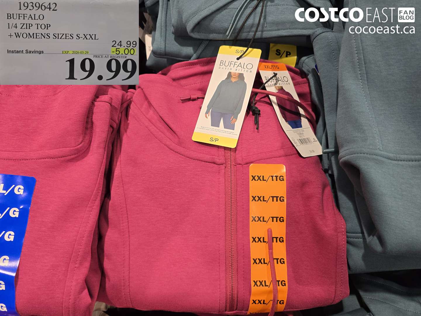 1939642 BUFFALO 1/4 ZIP TOP + WOMENS SIZES S-XXL ($5.00 INSTANT SAVINGS EXPIRES ON 2026-03-29) $19.99