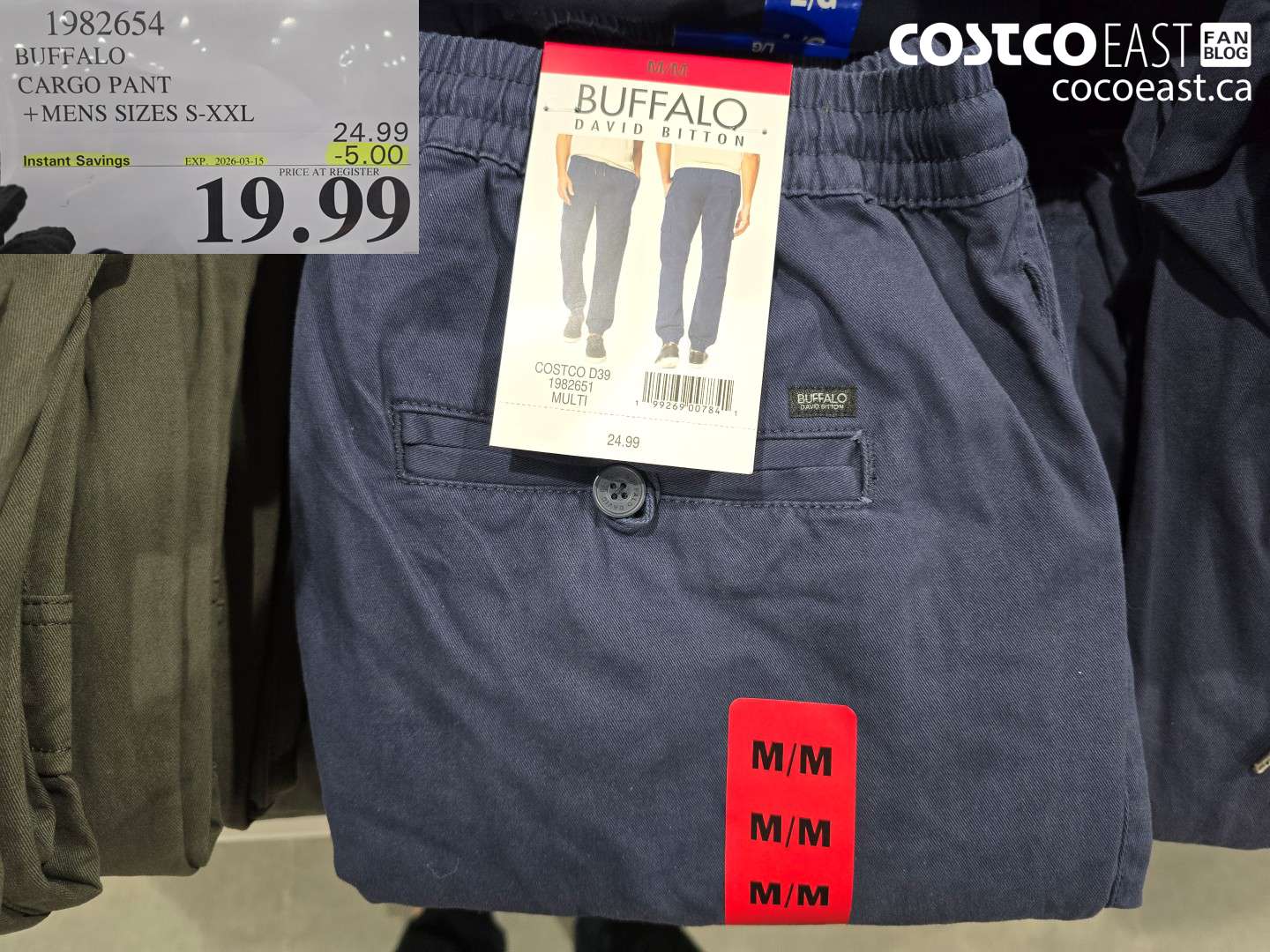 1982654 BUFFALO CARGO PANT + MENS SIZES S-XXL ($5.00 INSTANT SAVINGS EXPIRES ON 2026-03-15) $19.99