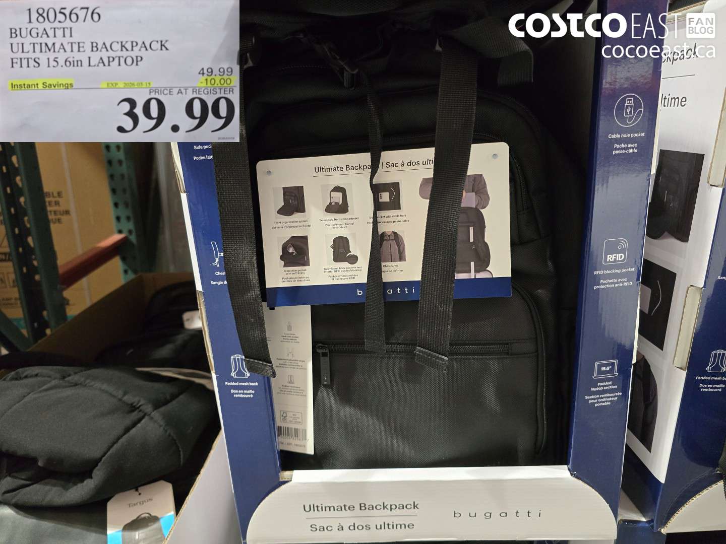 1805676 BUGATTI ULTIMATE BACKPACK FITS 15.6IN LAPTOP ($10.00 INSTANT SAVINGS EXPIRES ON 2026-03-15) $39.99