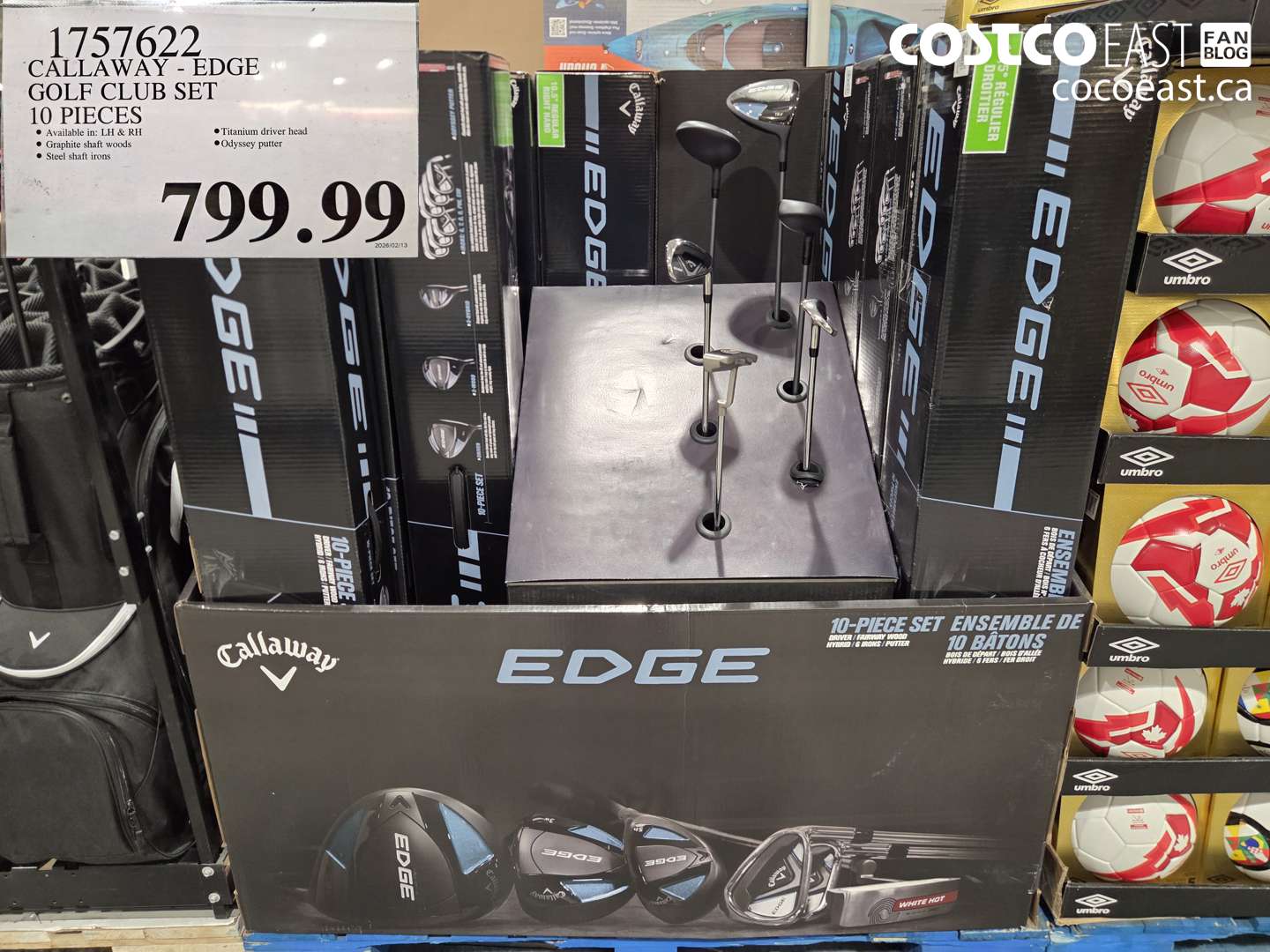 1757622 CALLAWAY - EDGE GOLF CLUB SET 10 PIECES $799.99