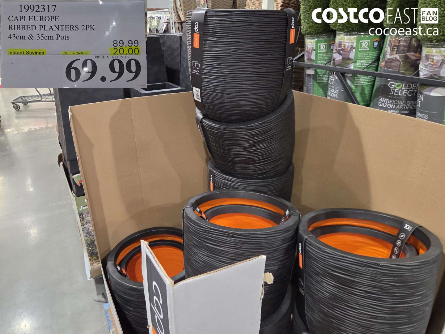 1992317 CAPI EUROPE RIBBED PLANTERS 2PK 43CM & 35CM POTS ($20.00 INSTANT SAVINGS EXPIRES ON 2026-03-30) $69.99