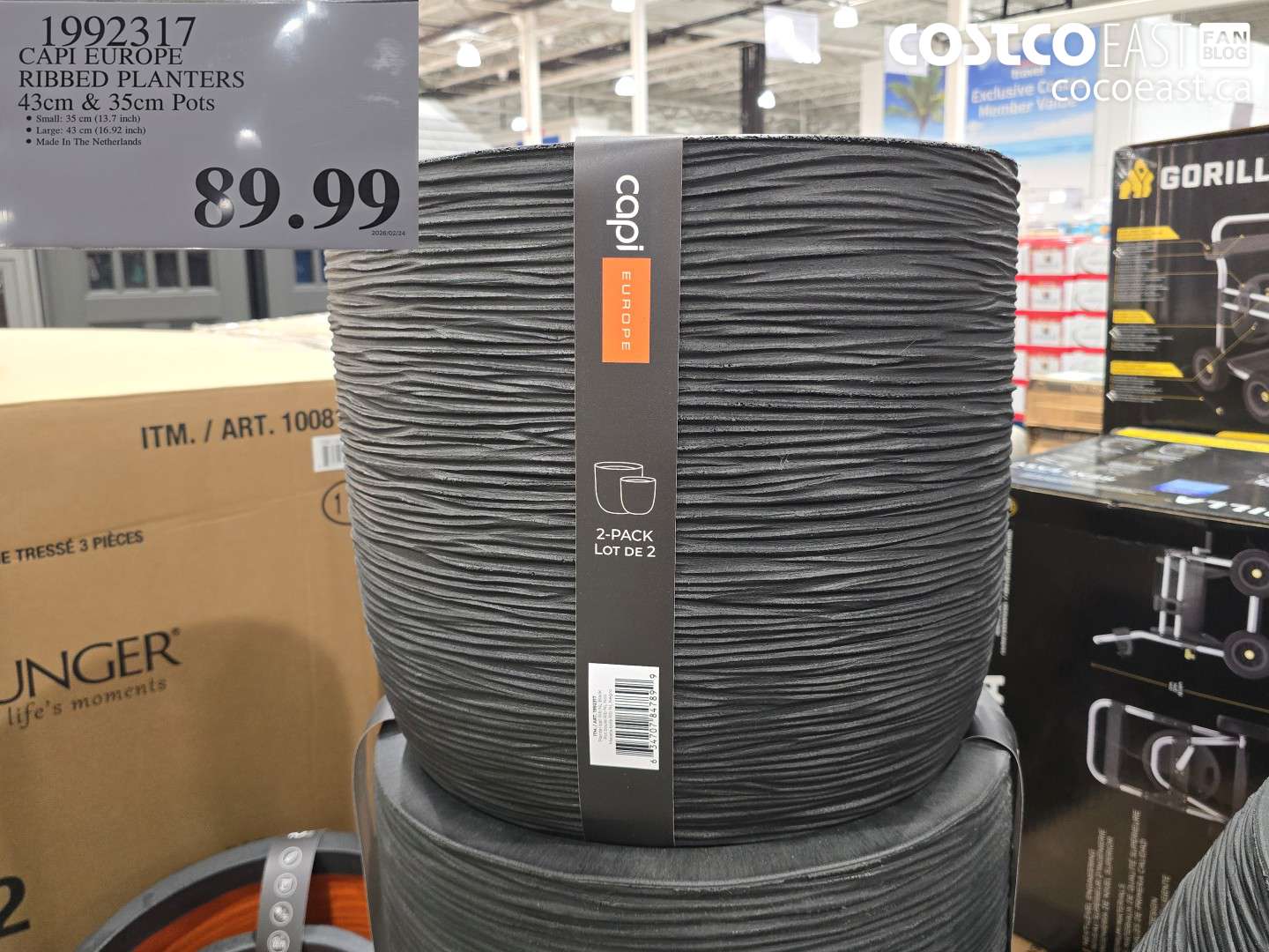 1992317 CAPI EUROPE RIBBED PLANTERS 43CM & 35CM POTS $89.99