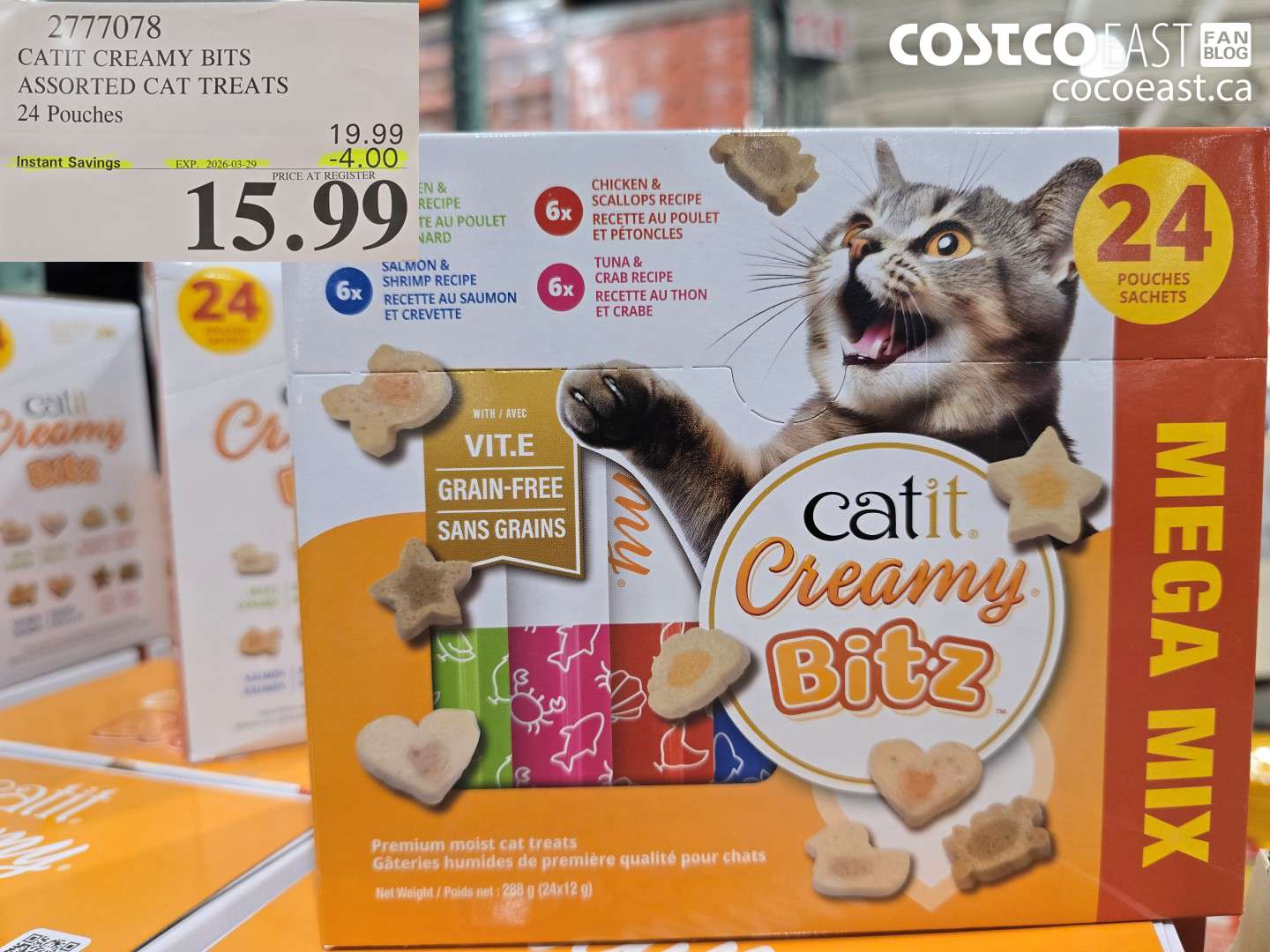 2777078 CATIT CREAMY BITS ASSORTED CAT TREATS 24 POUCHES ($4.00 INSTANT SAVINGS EXPIRES ON 2026-03-29) $15.99