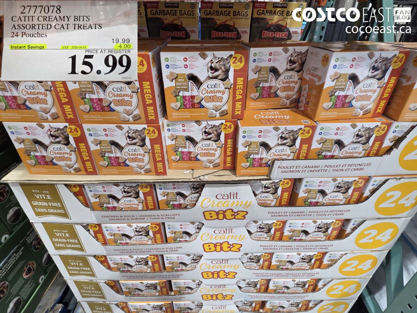 2777078 CATIT CREAMY BITS ASSORTED CAT TREATS 24 POUCHES ($4.00 INSTANT SAVINGS EXPIRES ON 2026-04-05) $15.99