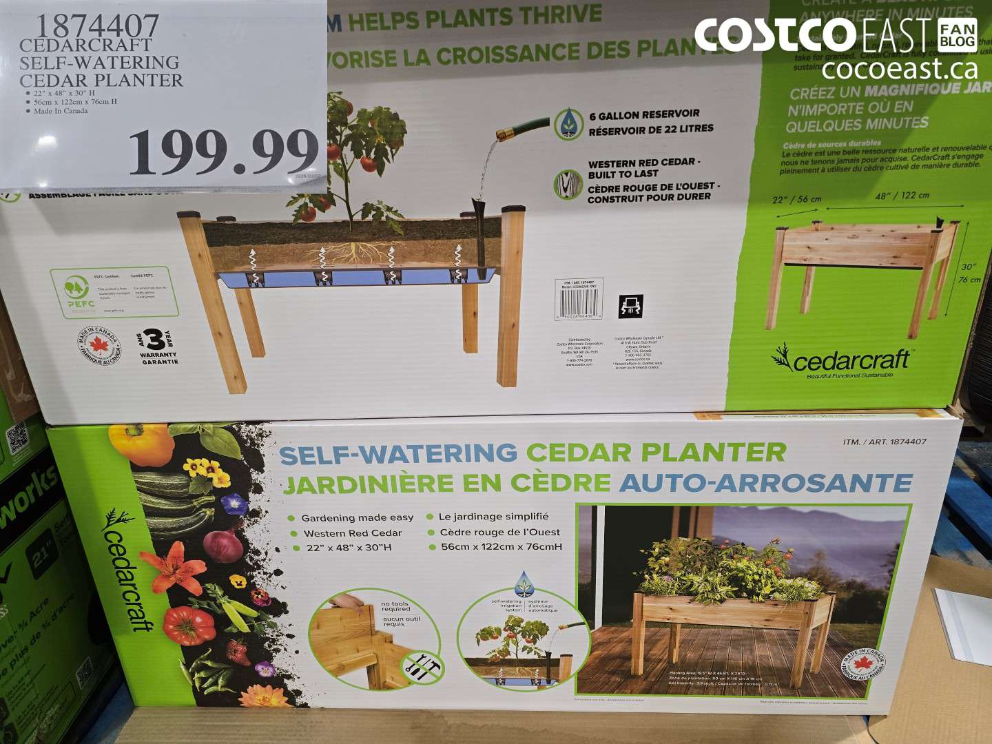 1874407 CEDARCRAFT SELF-WATERING CEDAR PLANTER $199.99