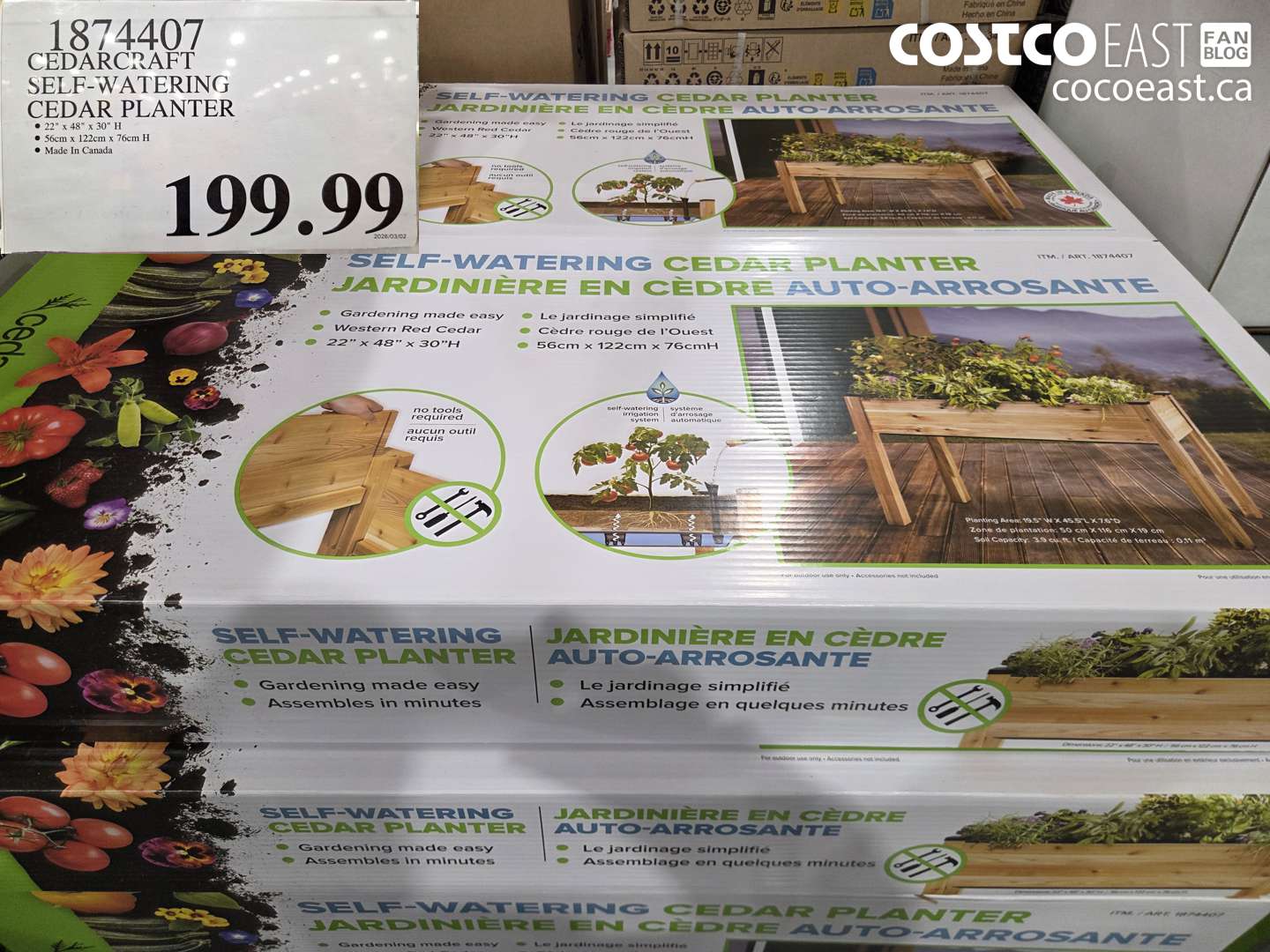 1874407 CEDARCRAFT SELF-WATERING CEDAR PLANTER $199.99