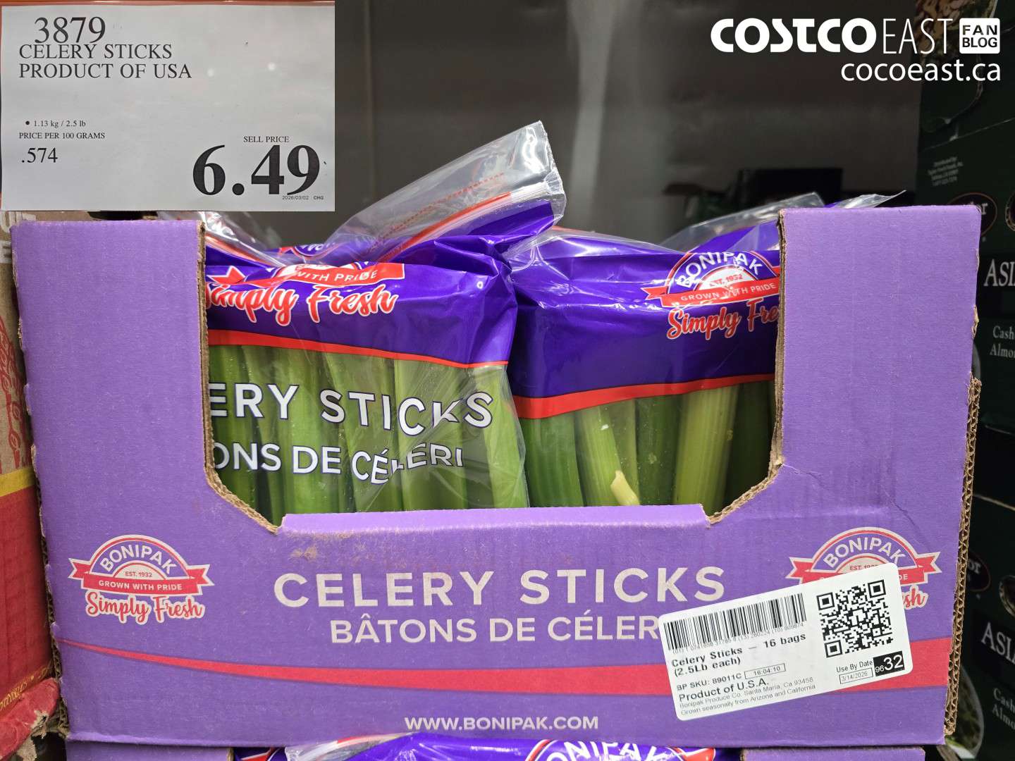 3879 CELERY STICKS PRODUCT OF USA $6.49