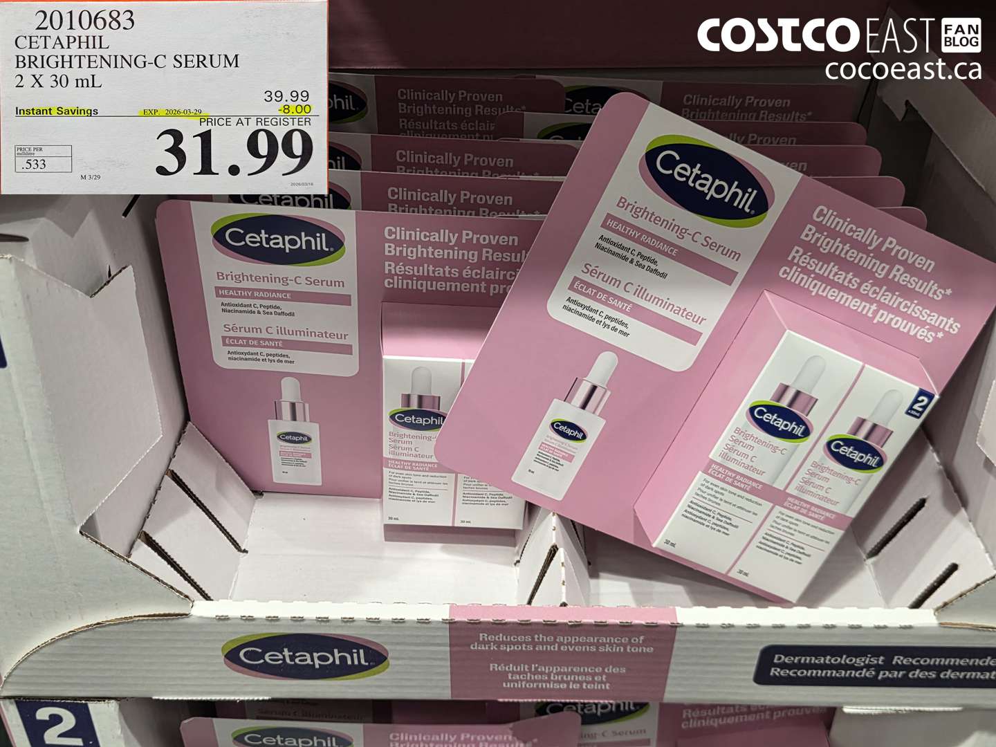 2010683 CETAPHIL BRIGHTENING-C SERUM 2 X 30 ML ($8.00 INSTANT SAVINGS EXPIRES ON 2026-03-29) $31.99