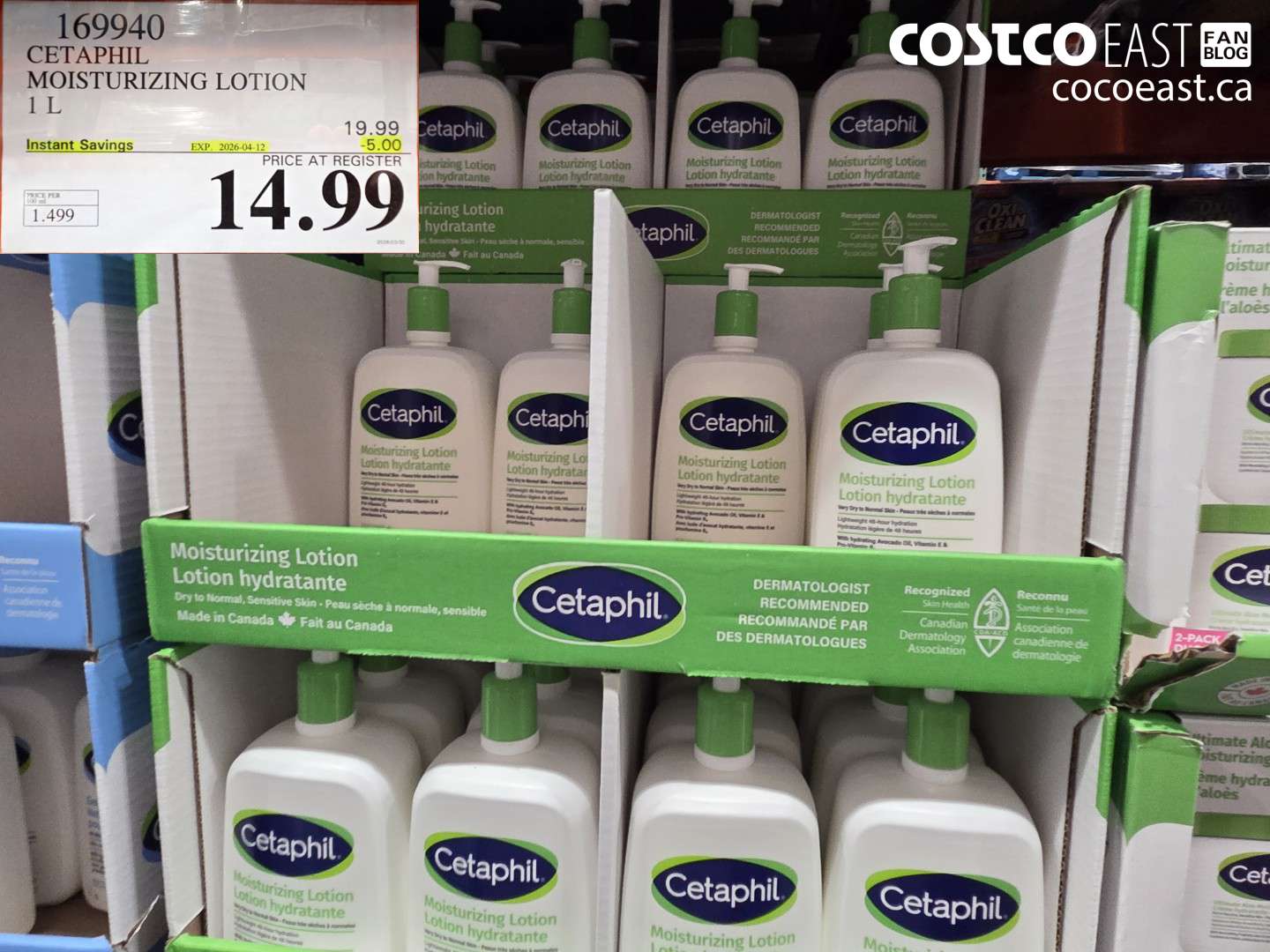 169940 CETAPHIL MOISTURIZING LOTION 1 L ($5.00 INSTANT SAVINGS EXPIRES ON 2026-04-12) $14.99
