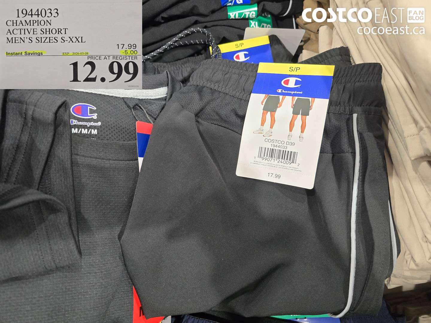 1944033 CHAMPION ACTIVE SHORT MEN'S SIZES S-XXL ($5.00 INSTANT SAVINGS EXPIRES ON 2026-03-08) $12.99