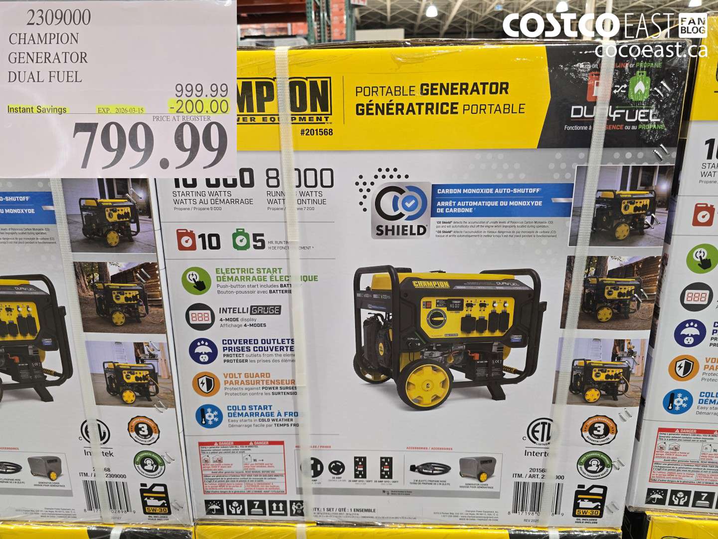 2309000 CHAMPION GENERATOR DUAL FUEL ($200.00 INSTANT SAVINGS EXPIRES ON 2026-03-15) $799.99