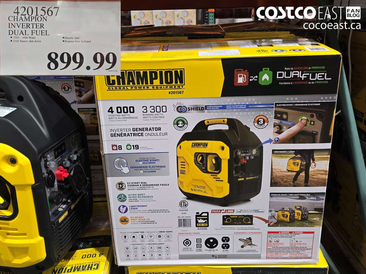 4201567 CHAMPION INVERTER DUAL FUEL $899.99