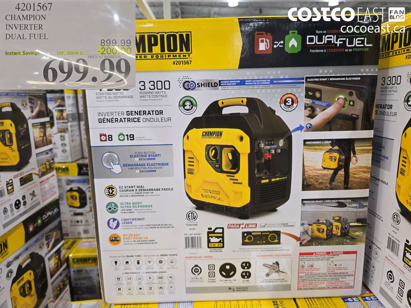 4201567 CHAMPION INVERTER DUAL FUEL ($200.00 INSTANT SAVINGS EXPIRES ON 2026-04-12) $699.99