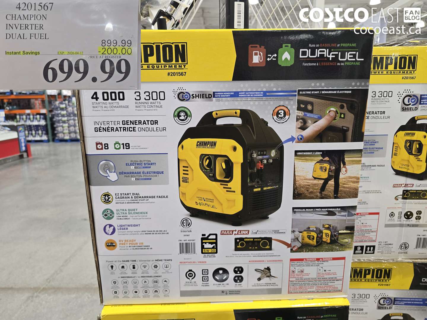 4201567 CHAMPION INVERTER DUAL FUEL ($200.00 INSTANT SAVINGS EXPIRES ON 2026-04-12) $699.99