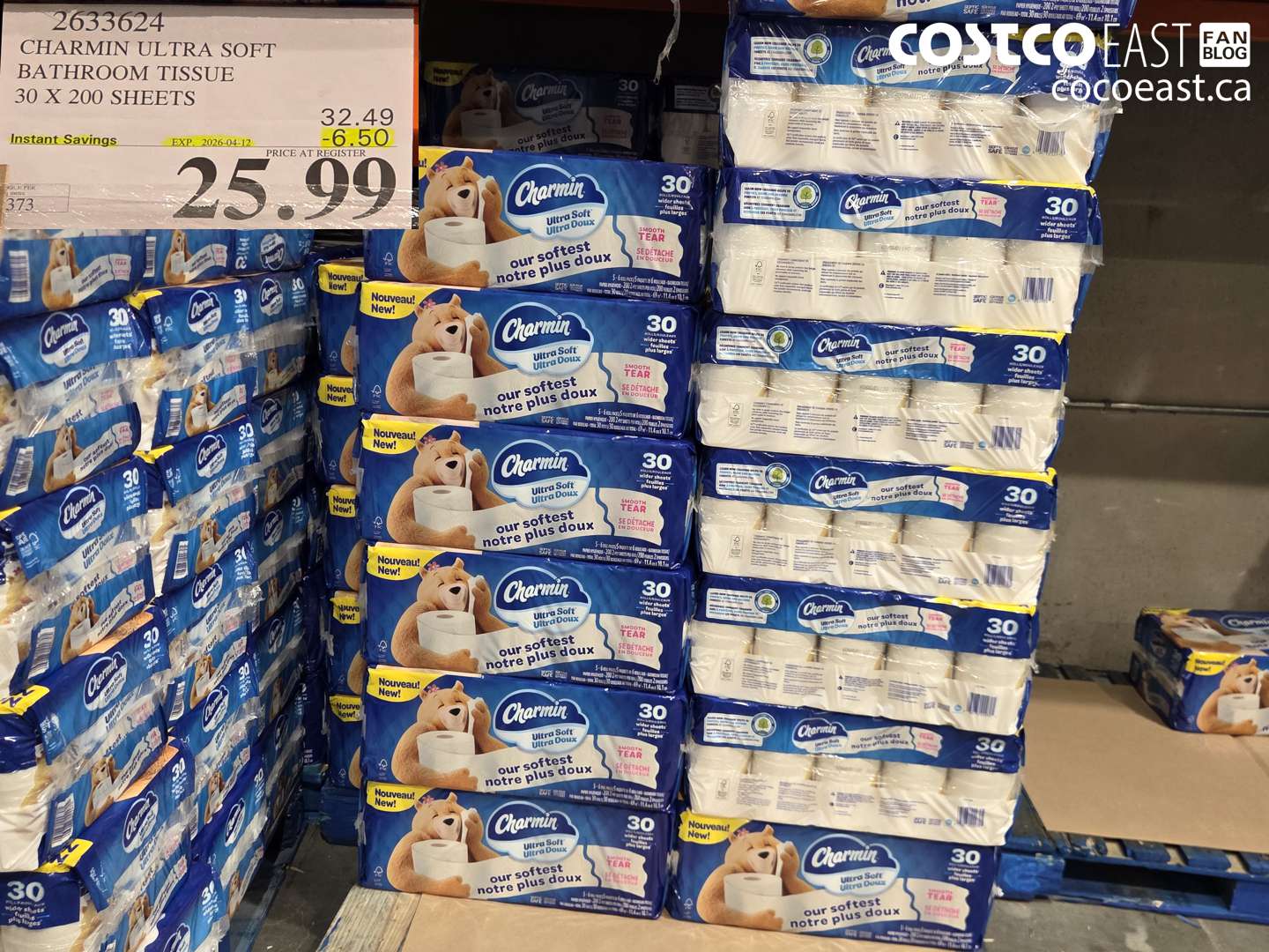 2633624 CHARMIN ULTRA SOFT BATHROOM TISSUE 30 X 200 SHEETS ($6.50 INSTANT SAVINGS EXPIRES ON 2026-04-12) $25.99