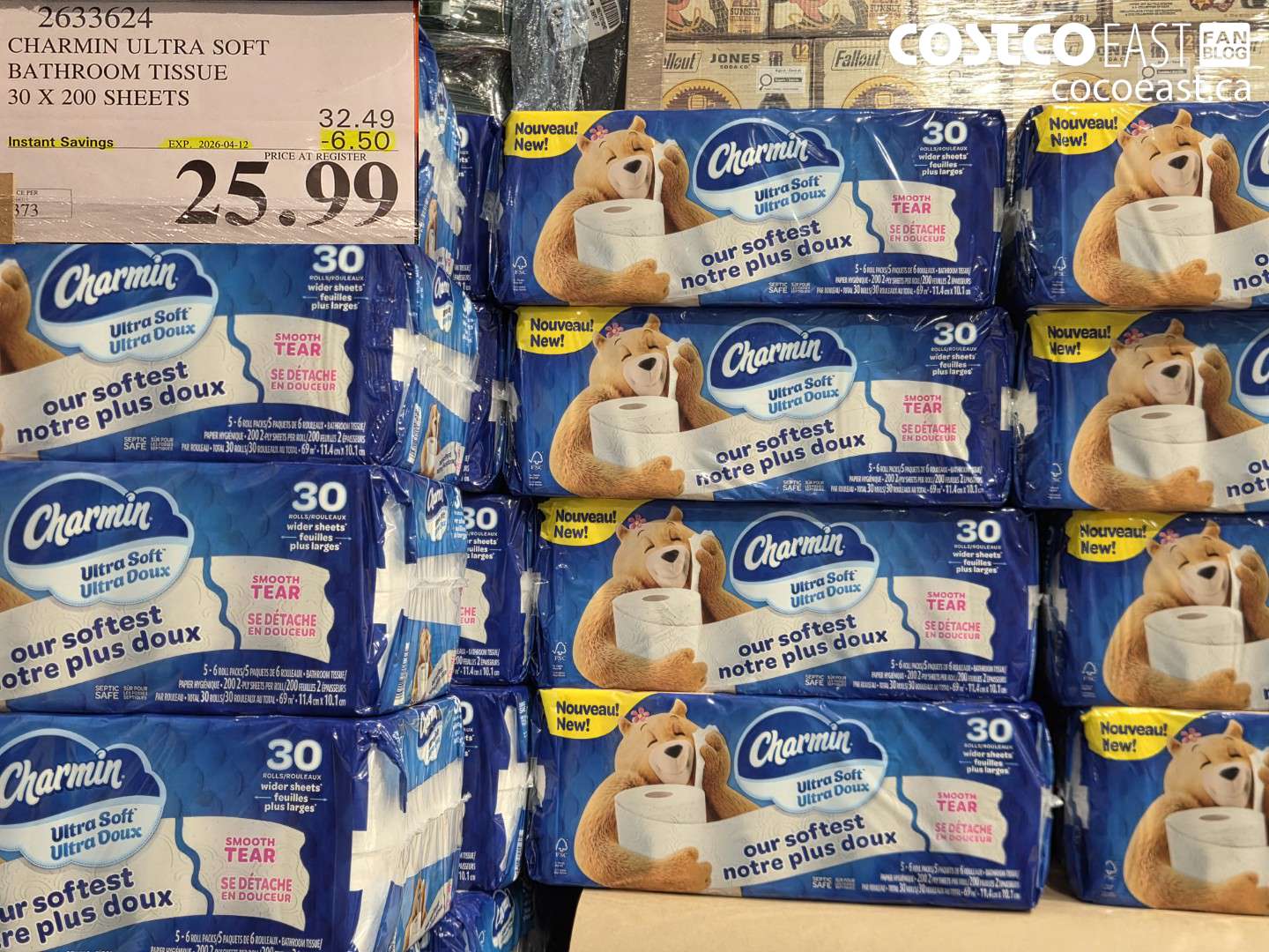 2633624 CHARMIN ULTRA SOFT BATHROOM TISSUE 30 X 200 SHEETS ($6.50 INSTANT SAVINGS EXPIRES ON 2026-04-12) $25.99
