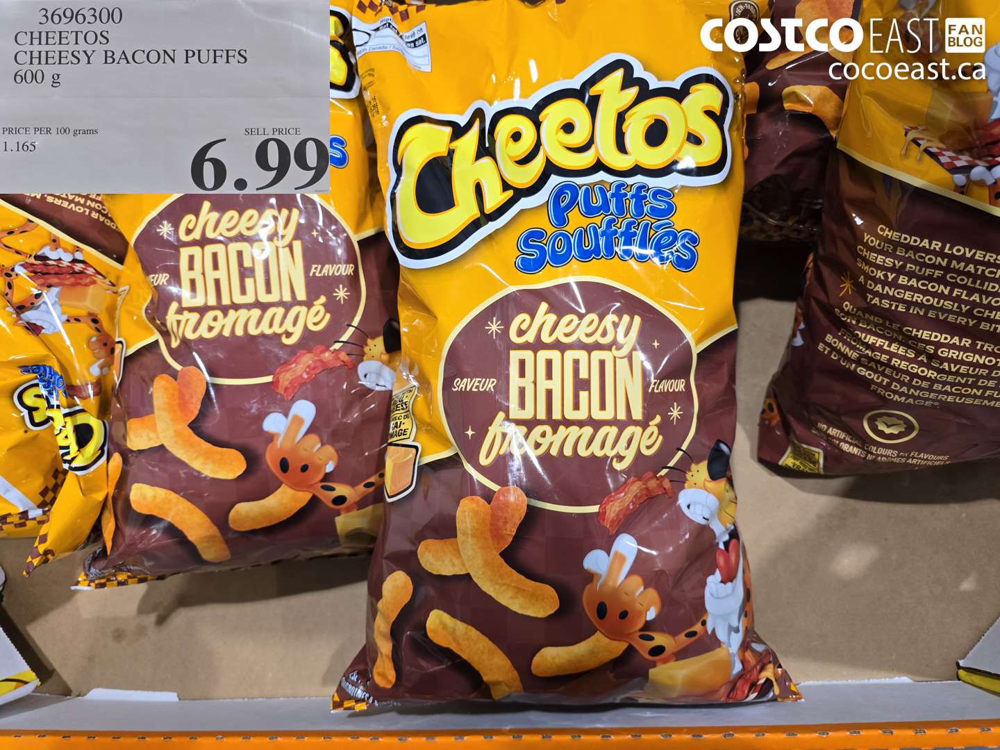3696300 CHEETOS CHEESY BACON PUFFS 600 G $6.99