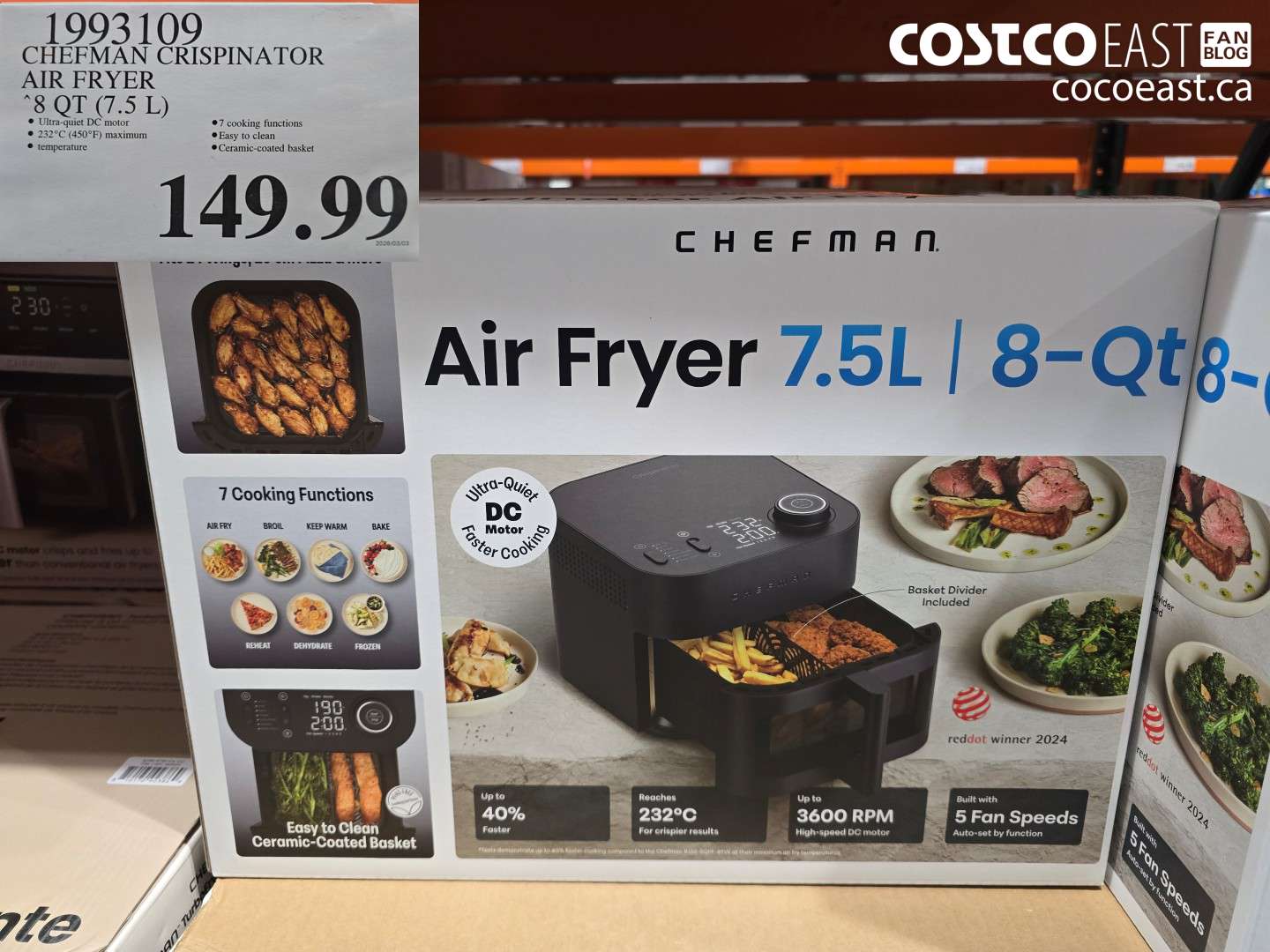 1993109 CHEFMAN CRISPINATOR AIR FRYER 8 QT (7.5 L) $149.99