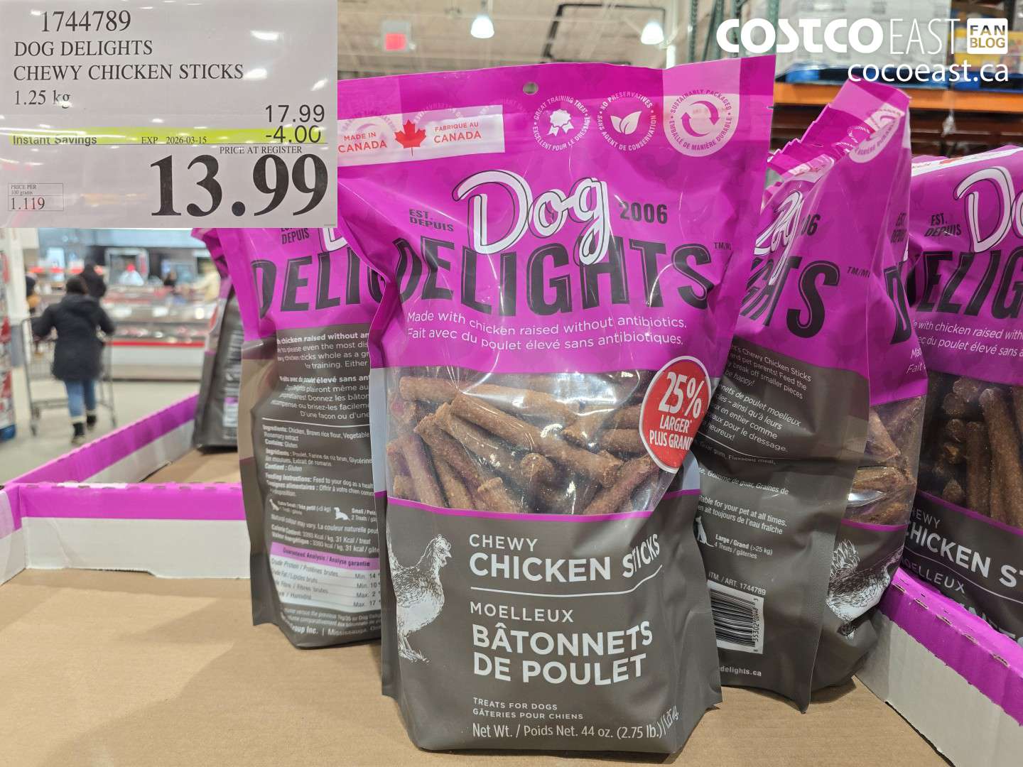 1744789 CHEWY CHICKEN STICKS 1.25 KG 2026-03-115 ($4.00 INSTANT SAVINGS) $13.99