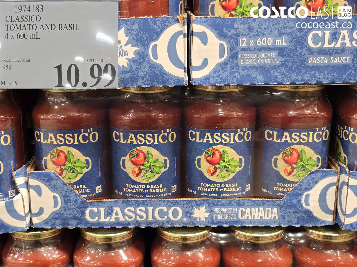 1974183 CLASSICO TOMATO AND BASIL 4 X 600 ML $10.99