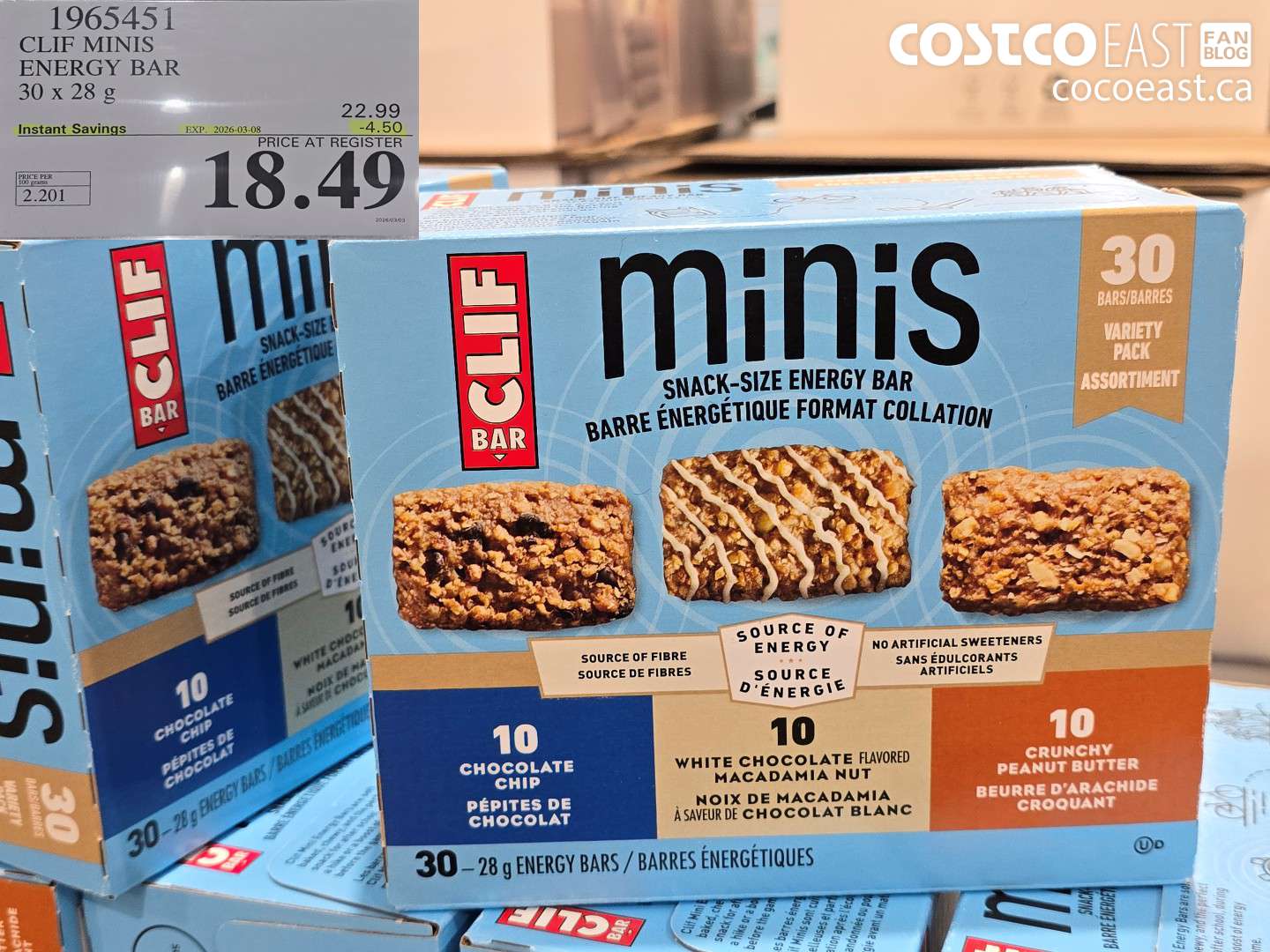 1965451 CLIF MINIS ENERGY BAR 30 X 28 G ($4.50 INSTANT SAVINGS EXPIRES ON 2026-03-08) $18.49