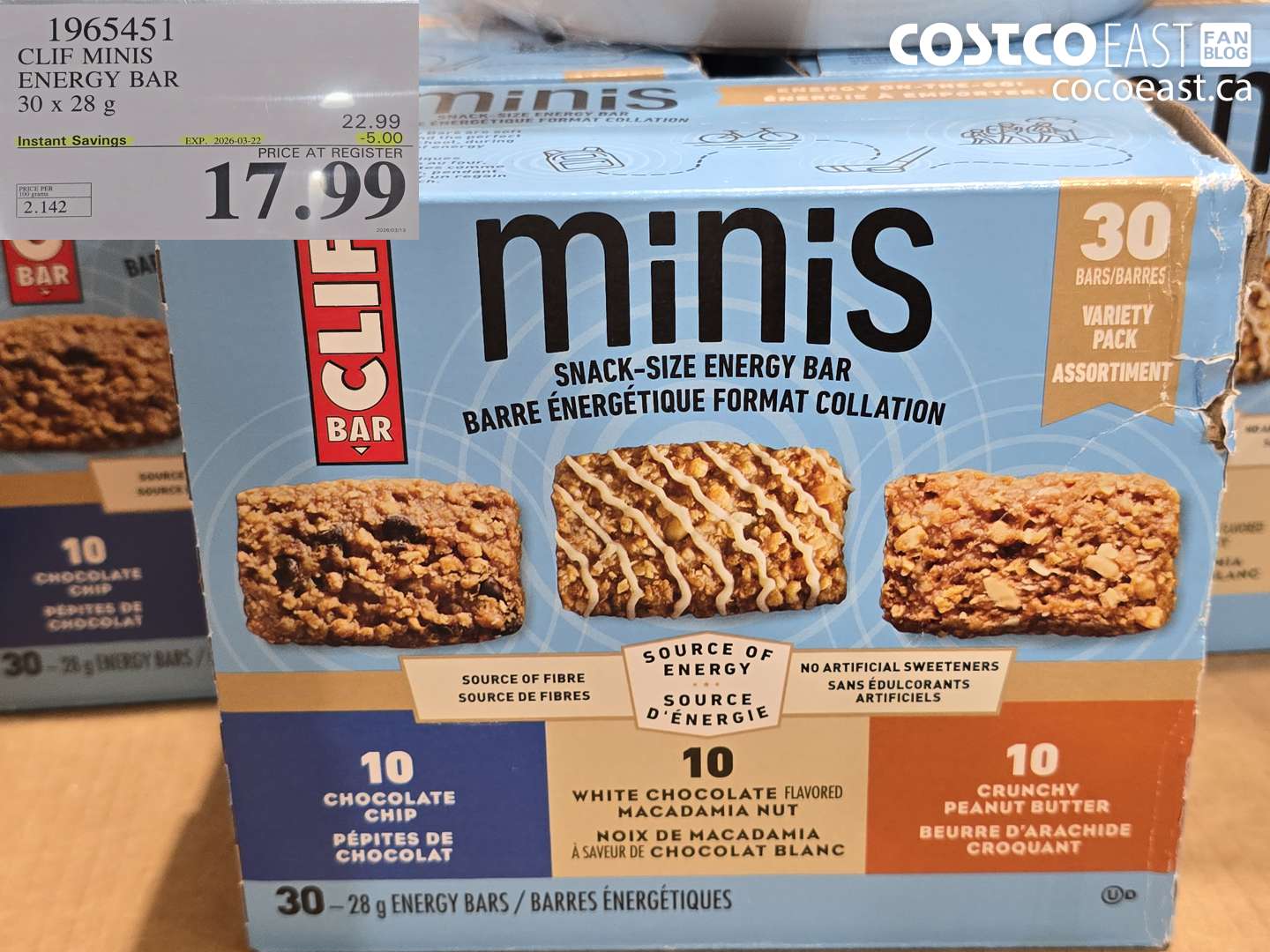 1965451 CLIF MINIS ENERGY BAR 30 X 28 G ($5.00 INSTANT SAVINGS EXPIRES ON 2026-03-22) $17.99