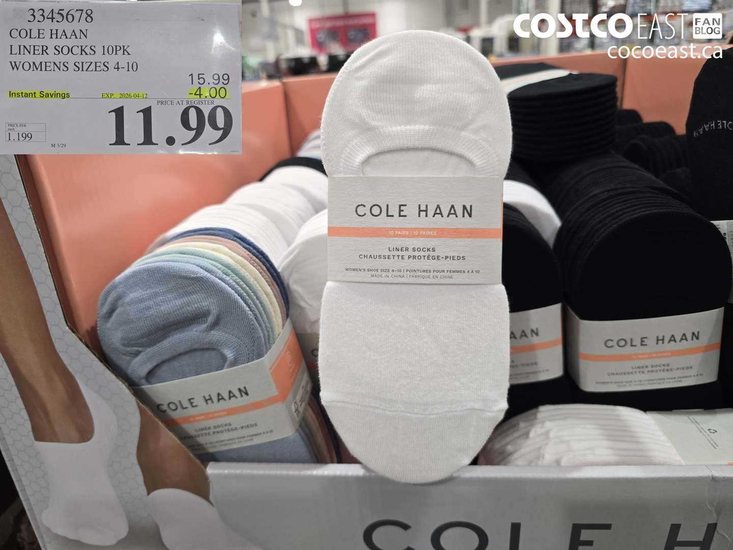 3345678 COLE HAAN LINER SOCKS 10PK WOMENS SIZES 4-10 ($4.00 INSTANT SAVINGS EXPIRES ON 2026-04-12) $11.99