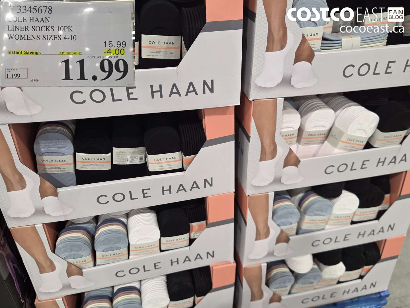 3345678 COLE HAAN LINER SOCKS 10PK WOMENS SIZES 4-10 ($4.00 INSTANT SAVINGS EXPIRES ON 2026-04-12) $11.99