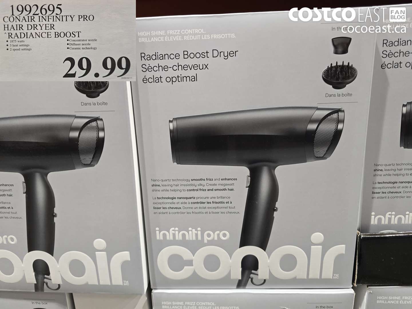 1992695 CONAIR INFINITY PRO HAIR DRYER RADIANCE BOOST $29.99