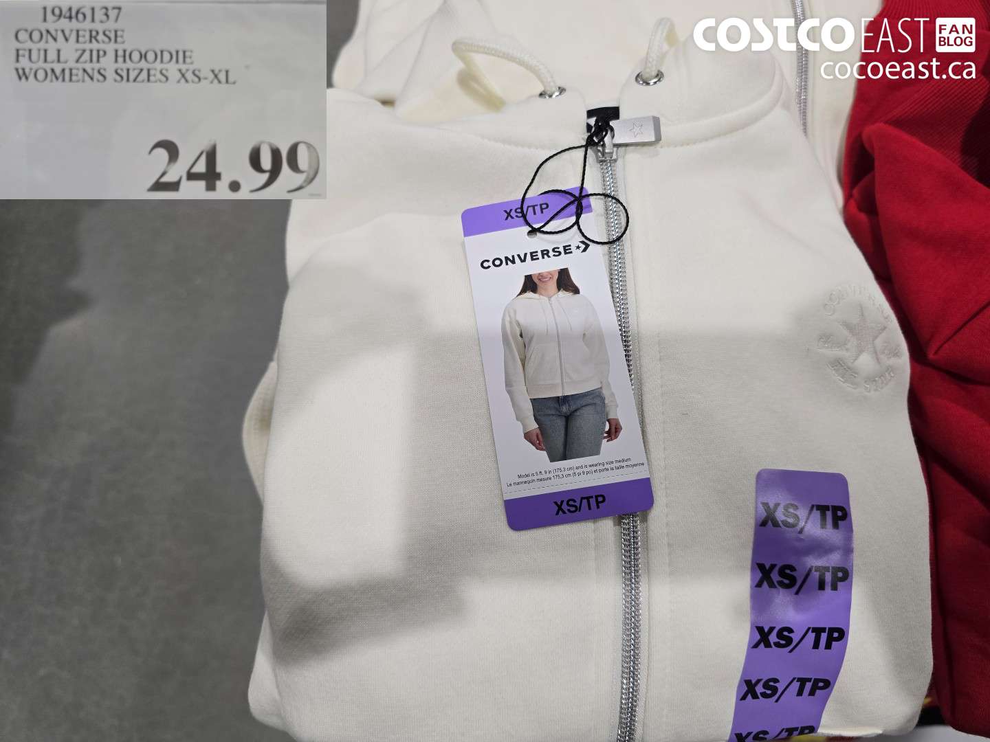 1946137 CONVERSE FULL ZIP HOODIE WOMENS SIZES XS-XL $24.99