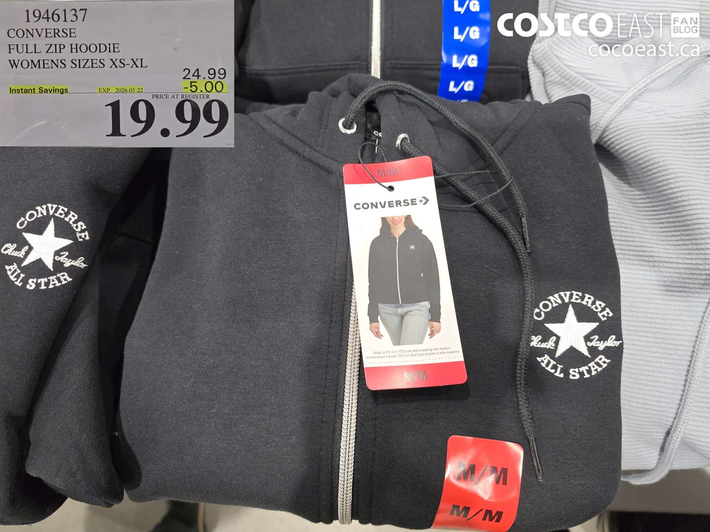 1946137 CONVERSE FULL ZIP HOODIE WOMENS SIZES XS-XL ($5.00 INSTANT SAVINGS EXPIRES ON 2026-03-22) $19.99