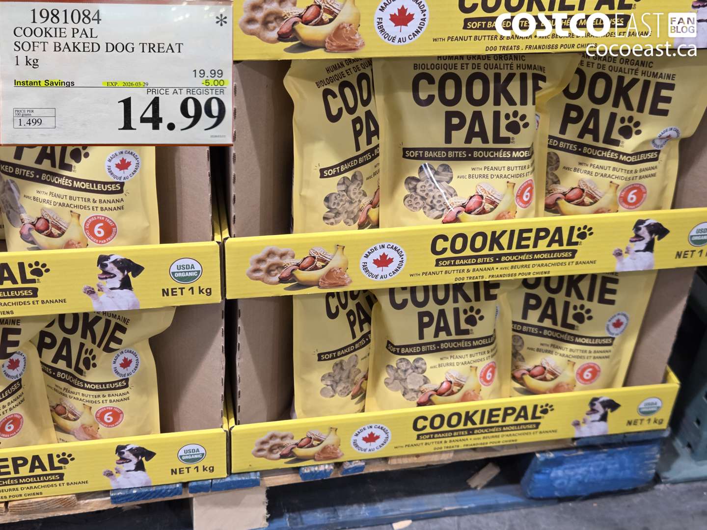 1981084 COOKIE PAL SOFT BAKED DOG TREAT 1 KG ($5.00 INSTANT SAVINGS EXPIRES ON 2026-03-29) $14.99