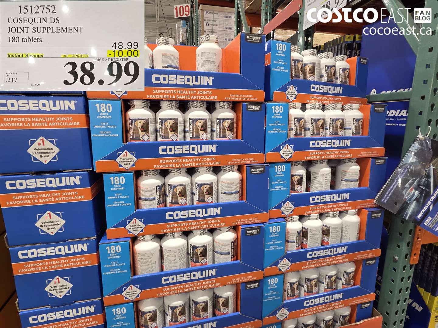 1512752 COSEQUIN DS JOINT SUPPLEMENT 180 TABLETS ($10.00 INSTANT SAVINGS EXPIRES ON 2026-03-29) $38.99