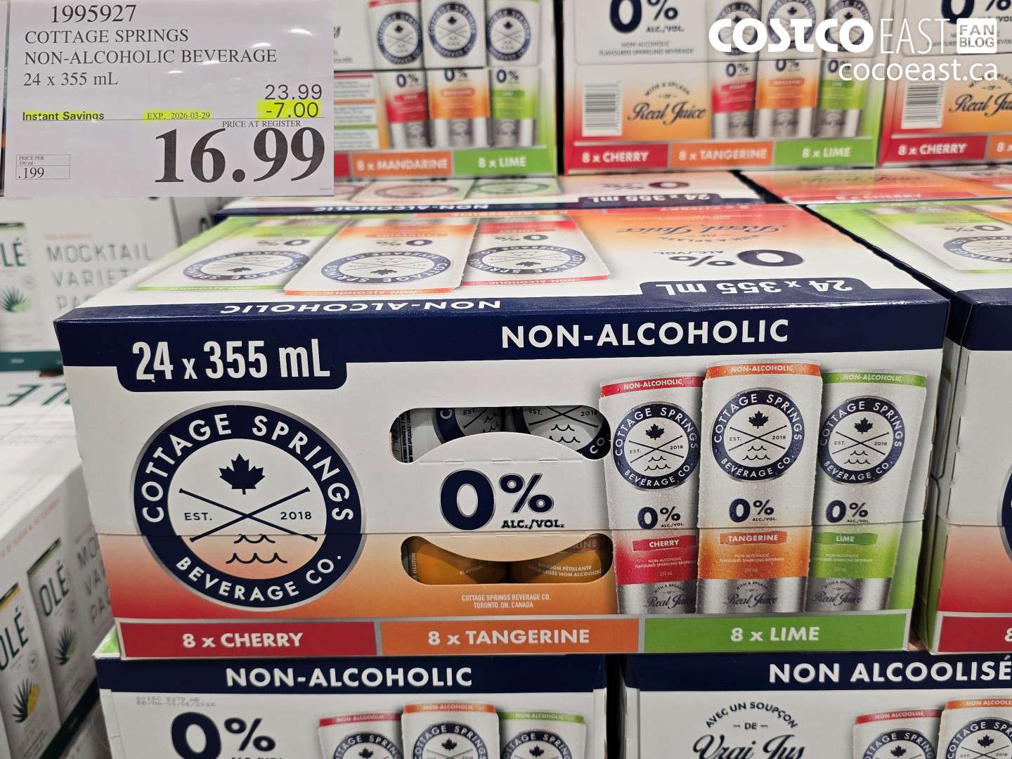 1995927 COTTAGE SPRINGS NON-ALCOHOLIC BEVERAGE 24 X 355 ML ($7.00 INSTANT SAVINGS EXPIRES ON 2026-03-29) $16.99
