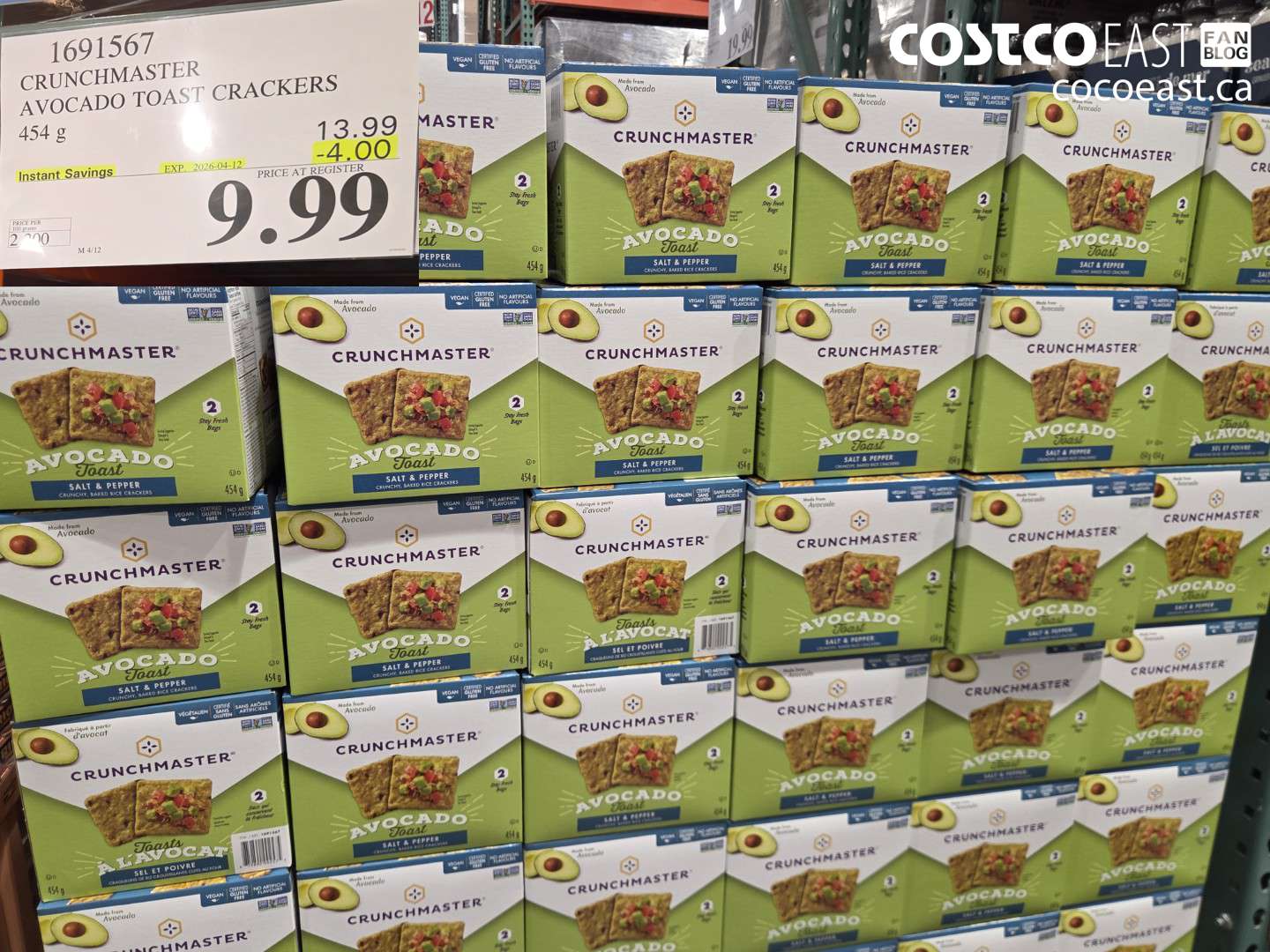 1691567 CRUNCHMASTER AVOCADO TOAST CRACKERS ($4.00 INSTANT SAVINGS EXPIRES ON 2026-04-12) $9.99